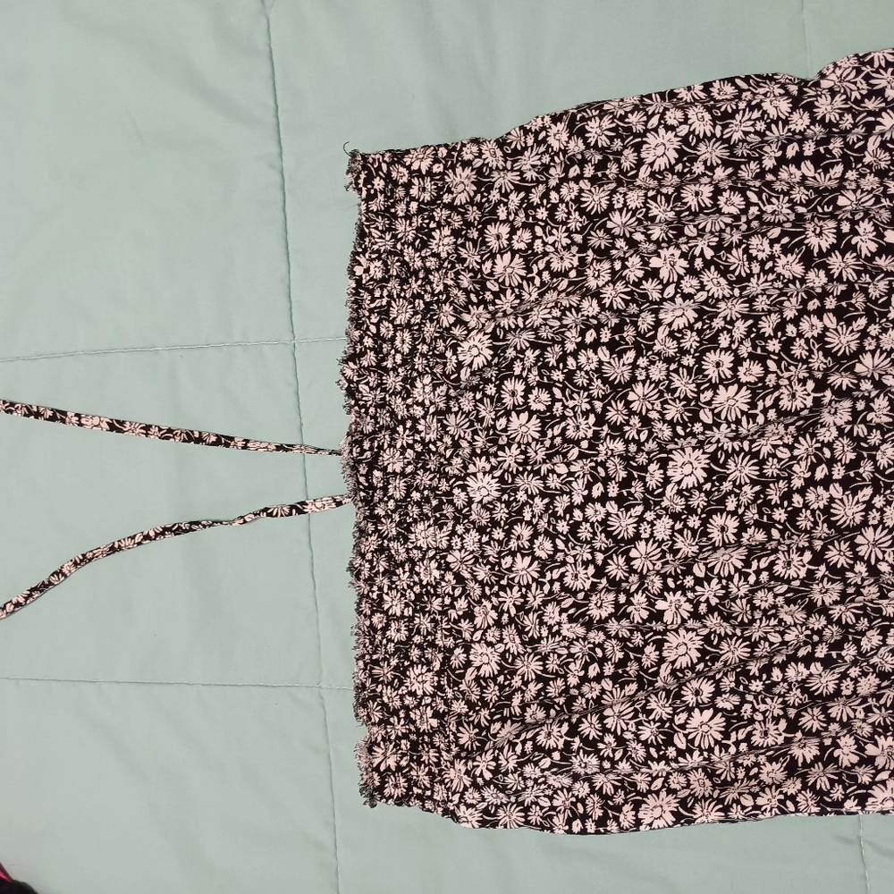 American Eagle Women Halter Tie Black&White Jumpsuit Size Small Frayed Hem - Picture 9 of 15